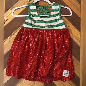 Sparkling Red and Green Kids Dress